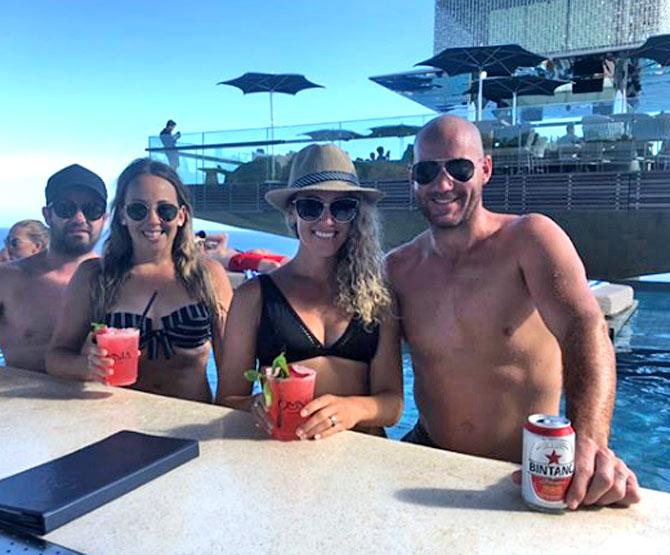 During one of their vacations in Bali Hastings shared this photo along with his wife and their friends and captioned it: Holidays are always awesome but bali is extra special. Great couple weeks. @deebsie15 @weeksy86 @lissy_hannam