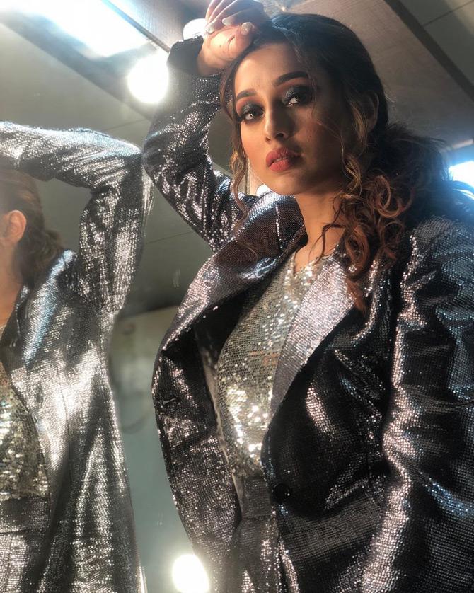 In photo: Mimi Chakraborty stuns in a grey pantsuit as she looks no less than a rockstar in this stunning shimmery outfit. Mimi captioned this one: Lets Sparkle!