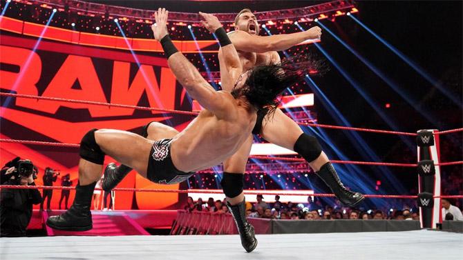 Fresh out of a win at Crown Jewel, Rusev faced Drew McIntyre in a match an went all out but was interrupted and attacked by his wife's lover Bobby Lashley and Randy Orton and won the match via disqualification. Ricochet then arrived to make the save for Rusev 