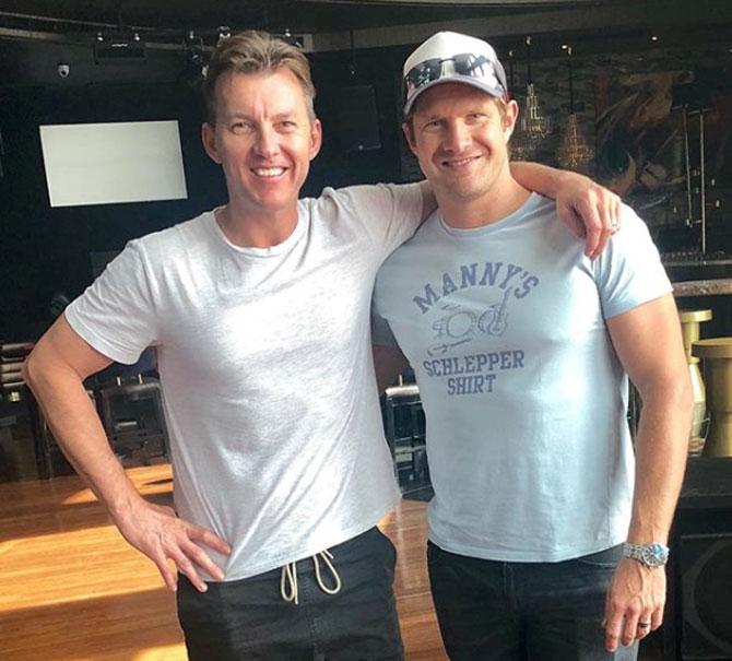 Brett Lee with his buddy and former Australian all-rounder Shane Watson