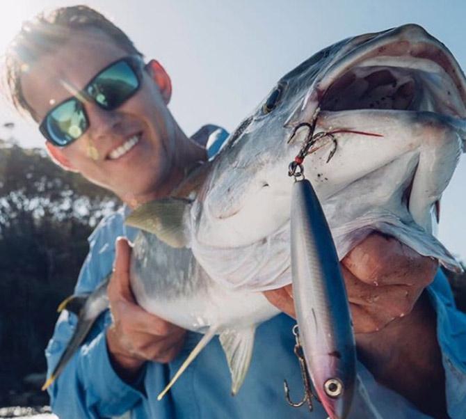 Brett Lee captioned this photo: Gotta love summer in Sydney especially when your hanging with your mates and the big kings are on the chew! cm @rapala_australia @costaaustralia @storm.fishing #rapalalures #costasunglasses #stormfishing