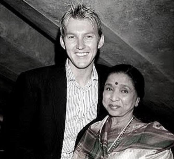 In picture: Brett Lee with India's legendary songstress Asha Bhosle. They had a song together 'You're The One For Me' which released in January 2007.