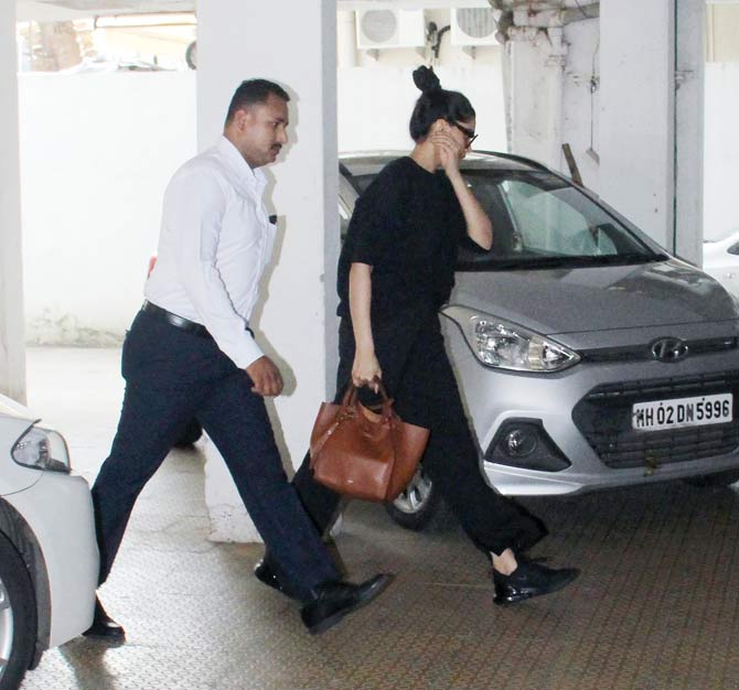 Deepika Padukone was snapped in her all-black avatar. It seems the actress was running late for her work. Why so hurry, Deepika?
