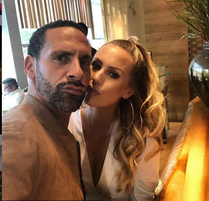 While their kids were ar school, Rio Ferdinand and Kate Wright decided to go out. he shared this candid selfie and captioned it: Day date while the kiddies are at school!