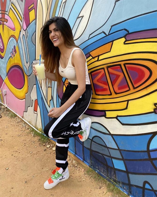 The 25-year-old singing sensation was seen enjoying her time in the Island city. In the photos, Ananya was seen posing by the graffiti on the walls and even hanging out at a local cafe on the popular streets of Singapore.