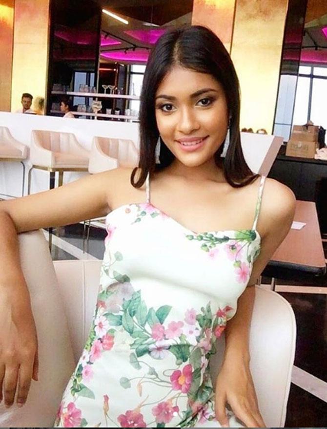 Yet again, Jyotishmita looks stunning in a floral-printed dress with earrings.