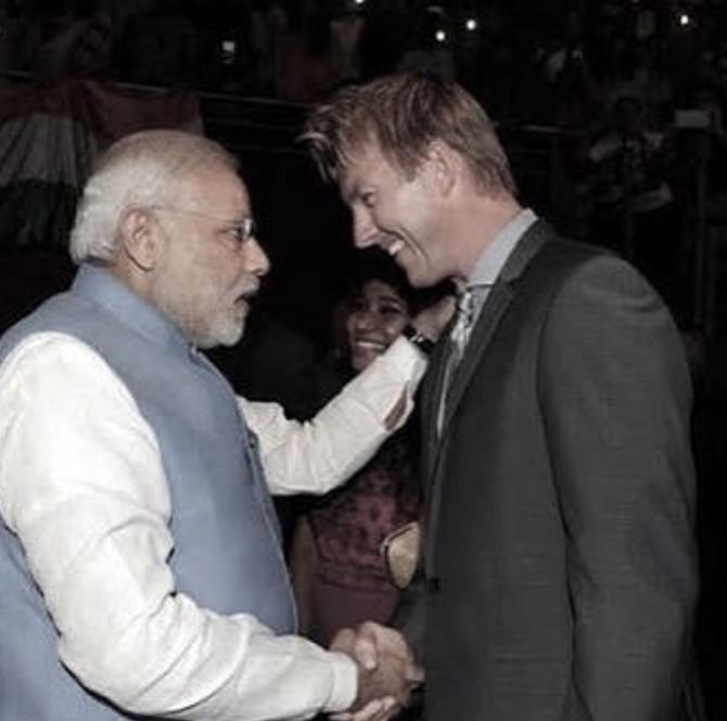 Brett Lee shared this photo on one of Prime Minister Narendra Modi's birthdays and wished him.