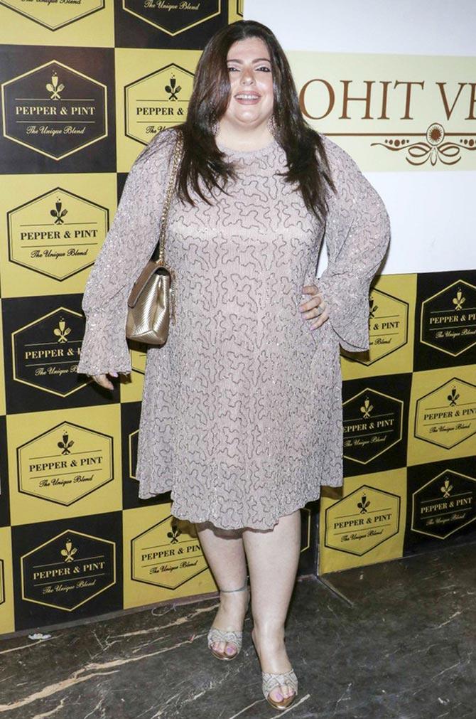 Delnaaz Irani was all smiles to join into the celebration of designer friend Rohit Verma's birthday bash hosted in Juhu, Mumbai.