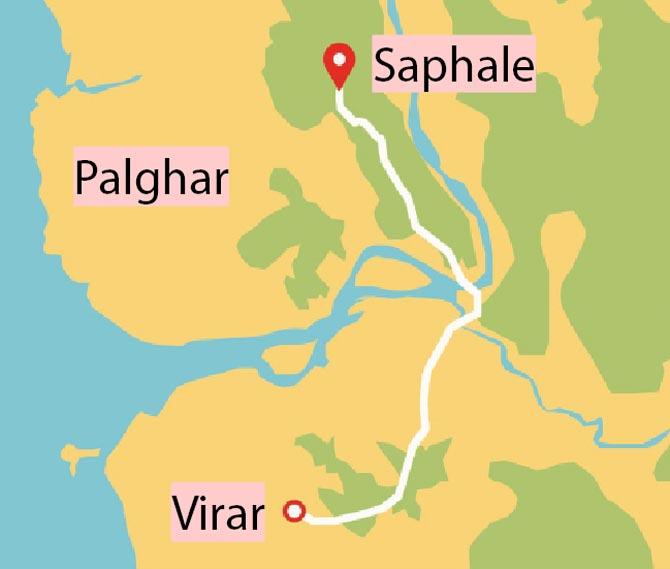 map of the bullet train route that will pass through Palghar