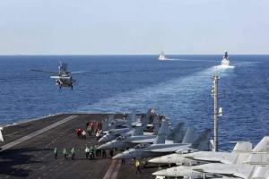 US Navy carrier transits Strait of Hormuz after deployment