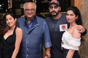 Janhvi Kapoor, Boney Kapoor, Arjun Kapoor and Khushi Kapoor. Picture Courtesy: Instagram/arjunkapoor.