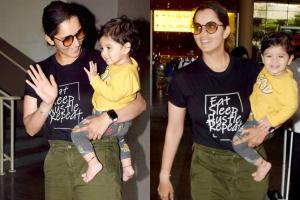 Sania Mirza's cute son Izhaan can't stop smiling for the paparazzi