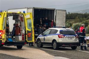 41 migrants found alive in refrigerated truck in northern Greece