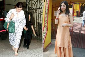 Twinkle Khanna and Nitara at salon; Divya Khosla Kumar at temple