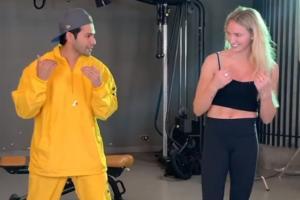 Charlotte Flair learns Bollywood dance moves, yoga from Varun Dhawan