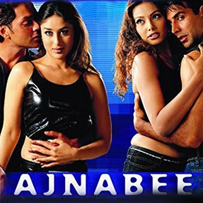 Ajnabee (2001): This Abbas-Mustan's crime-thriller starring Bobby Deol, Kareena Kapoor, Akshay Kumar and Bipasha Basu. Bobby and Kareena play a new couple, who move to Switzerland. They make friends with their new neighbours Akshay and Bipasha. However, things take an ugly turn and Deol gets accused of the murder but flees from the authorities in order to prove himself innocent.