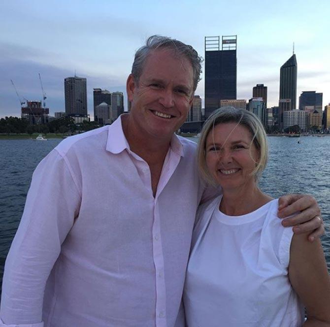 Tom Moody made his ODI debut for Australia in 1987. Moody played his last ODI in October 1999.
In picture: Tom Moody with his wife Helen