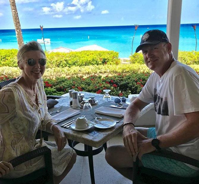 Tom Moody shared this pic with his wife Helen in the Carribean during the Caribbean Premier League 2017 and captioned it, 'An amazing setting for Saturday morning breakfast! #barbados #caribbeanlife #breakfast #blessed #cpl17.'