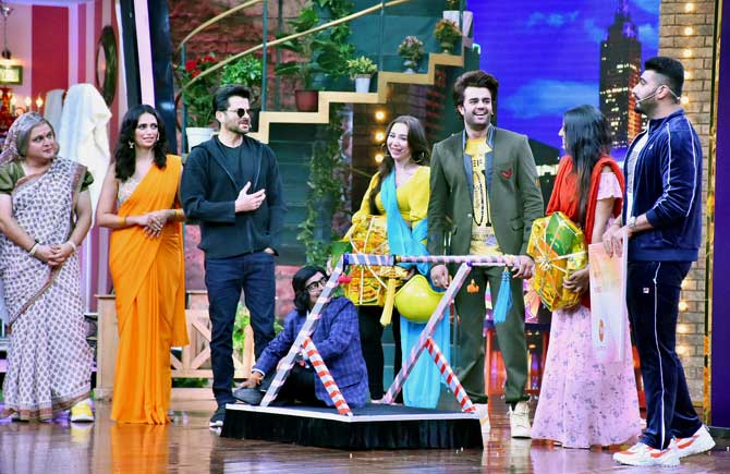 Anil Kapoor and his nephew Arjun Kapoor paid a visit on the sets of Movie Masti with Maniesh Paul. All Pictures/Yogen Shah  