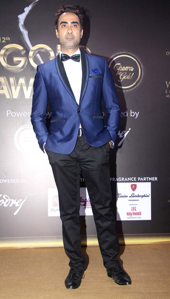 Ranvir Shorey looked stylish in a blue blazer paired with black trousers and a white shirt with a bow tie.