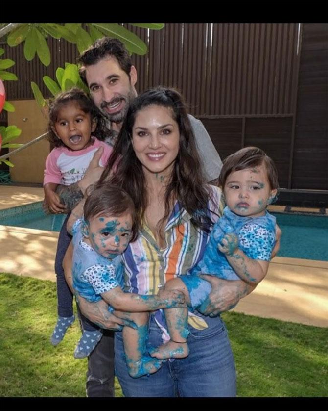 Earlier, Sunny Leone posted this picture of her family and wrote an emotional post alongside, that read: Words can't explain the feelings Daniel and I have for our family but I'll try. The last one year with Noah and Asher has been one of the most amazing years of my life. Nisha is the best big sister Noah and Asher could ever have. You are the light of my life and the reason I want to wake up every morning. Your smiles, hugs, kisses, and even your cute crying and whining brings me joy! My mantra to myself everyday to enjoy every sec I have with my family [sic]
