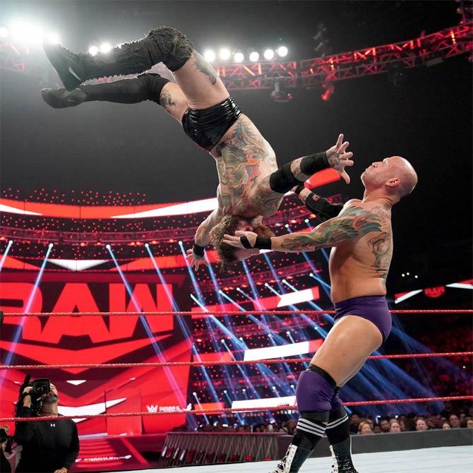 Aleister Black fought Eric Young and defeated him after he hit the Dark Ritual submission move for Young to tap out.