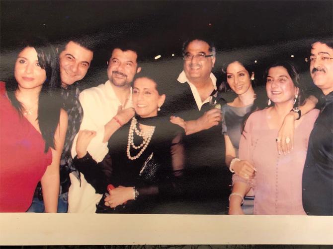 Sanjay Kapoor loves his family and often takes to social media to share throwback pictures of his fam-jam! Sanjay shared this lovely picture of his siblings and their respective spouses. (L to R) Maheep Kapoor with husband Sanjay Kapoor, Sunita Kapoor with husband Anil Kapoor, late actress Sridevi with husband Boney Kapoor and Reena Marwah with husband Sandeep Marwah.
A look at some candid photos of Sanjay and Maheep Kapoor's family photos: