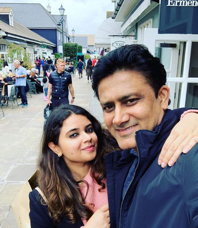 In 1995, Anil Kumble was the recipient of the Arjun Award.
In picture: Anil Kumble and his daughter Aaruni