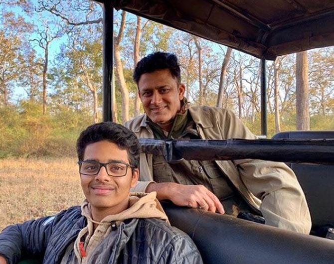 In 2005, Anil Kumble was awarded the Padma Shri.
In picture: Anil Kumble with his son Mayas