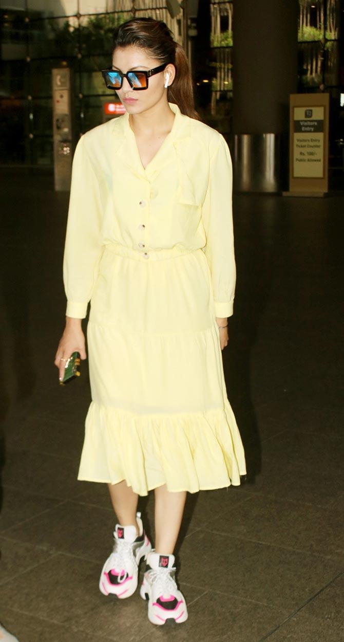 Urvashi Rautela, who was last seen in Hate Story 4, was also snapped at the Mumbai airport. She opted for a yellow dress during the outing.