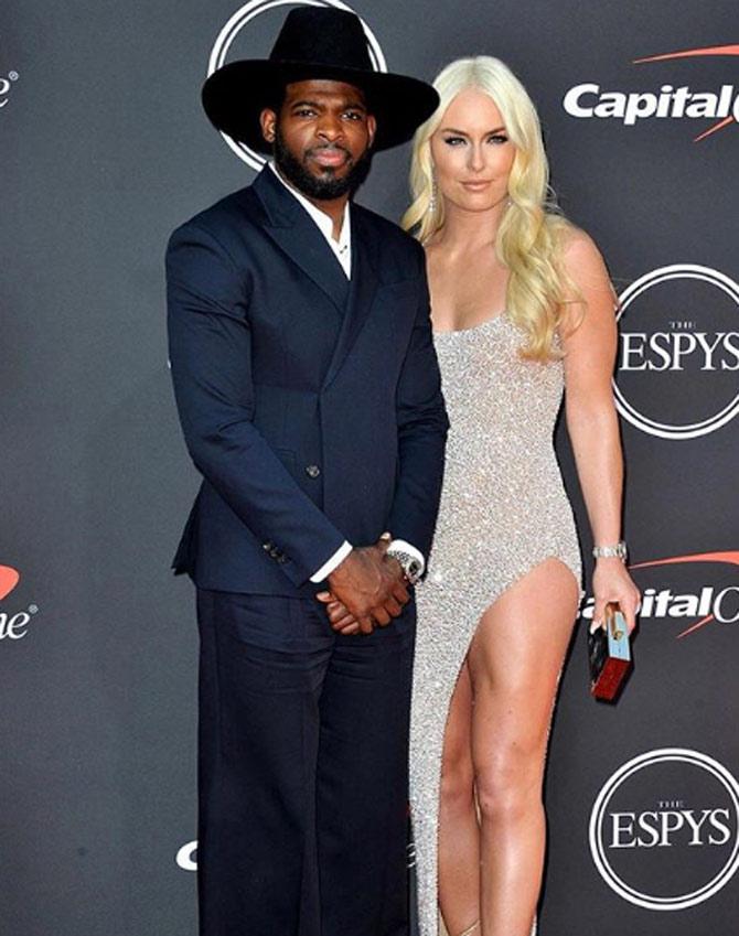 Lindsey Vonn looked stunning in a thigh-high slit dress along with her fiance PK Subban at the ESPY awards 2019.