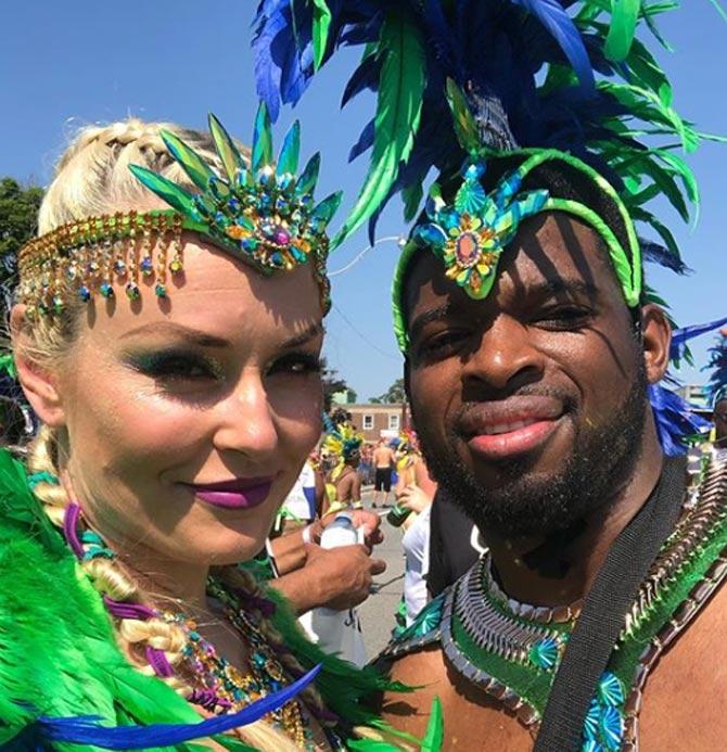 In picture: Lindsey Vonn and fiance PK Subban during the Caribbean festival. The Savanna Grass Crew Subban style!
