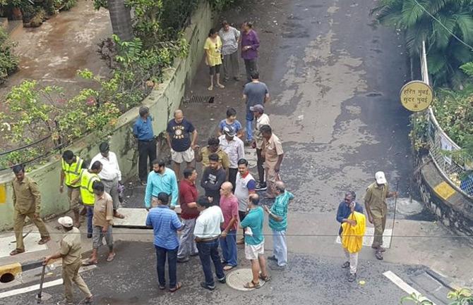 In picture: Zakaria takes stock of St. Paul Road and St. Francis Road along with BMC officials and local residents in order to solve the waterlogging issues faced by the residents