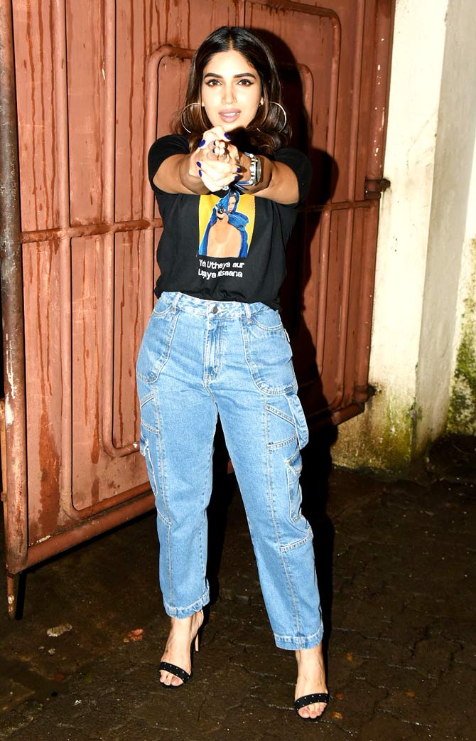 The co-stars twinned in black t-shirts and denim. While Bhumi donned black heels, Taapsee opted for stylish grey sneakers. This is the first time Bhumi will be sharing screen space with Taapsee.
