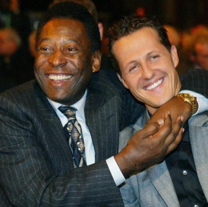 Pele with Michael Schumacher: Today I want to honour @MichaelSchumacher on his 49th birthday. Keep fighting, my friend. Never give up