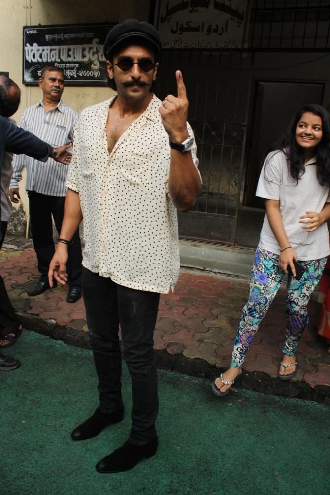 Bollywood actor Ranveer Singh also exercised his franchise. Pic/Yogen Shah