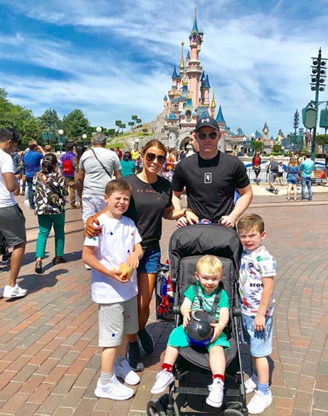 In picture: Wayne Rooney and Coleen Rooney with their four children - Kai, Klay, Kit and Cass - on a holiday to Disneyland.