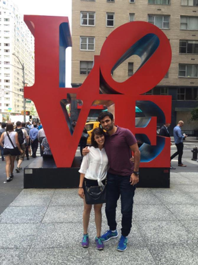 Abhishek Nayar got married to Natasha in On June 7, 2014.
Nayar captioned this photo: Bottom lineeee....it sayss it .....love in the airrr