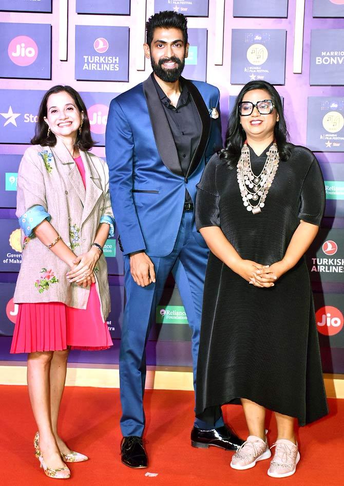 Rana Daggubati along with festival director Anupama Chopra and Artistic director Smriti Kiran pose for the photographers at the event. Anupama and Smriti also announced the dates of the Jio MAMI with Star 2020 festival from November 5 - November 12, 2020.