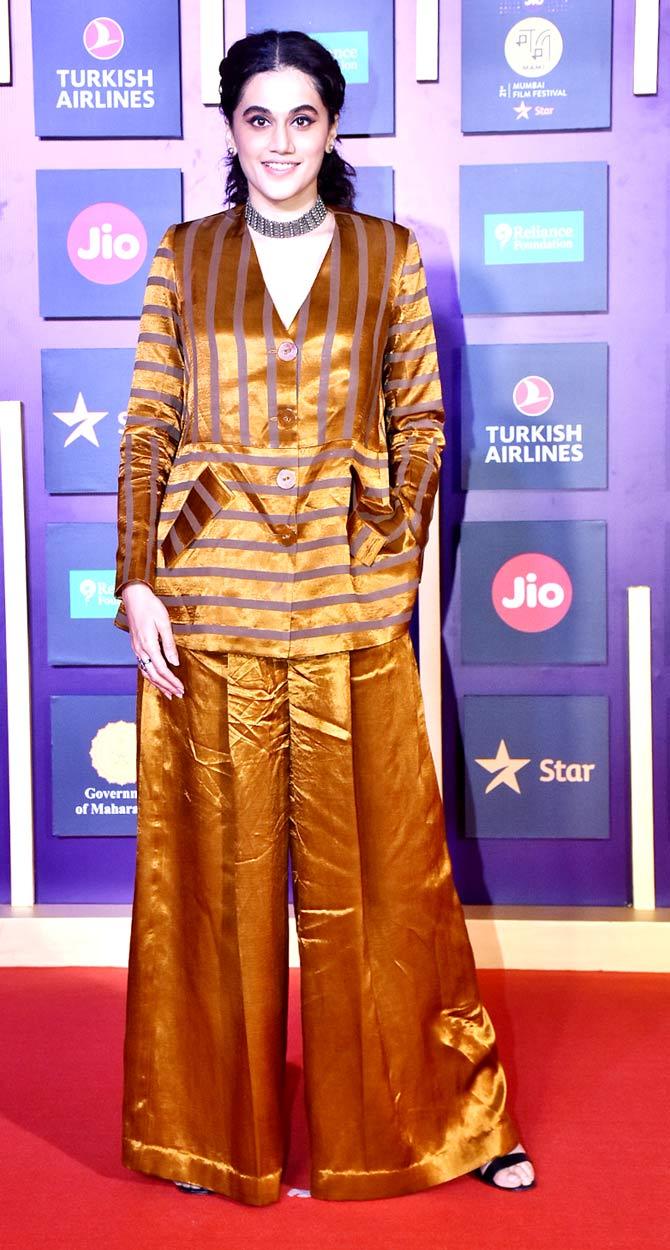 Taapsee Pannu, who's film Saand Ki Ankh hit theatres this week, also attended the closing ceremony of the film festival at the Juhu hotel.