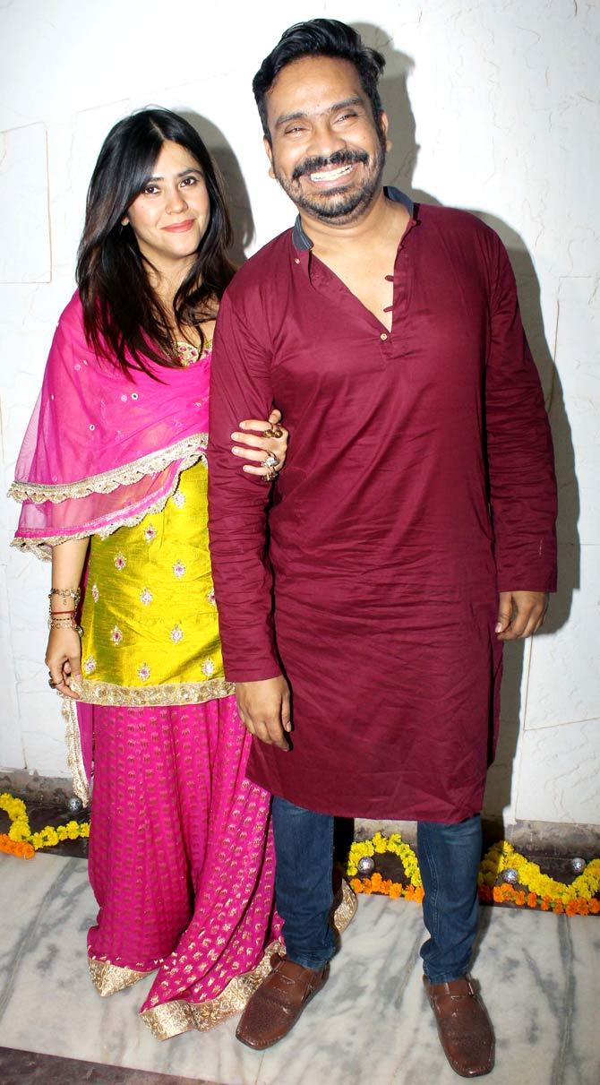 Producer-director Sandiip Sikcand hosted a grand Diwali bash at his residence in Bandra, Mumbai. The party was attended by several television celebrities including Ekta Kapoor who graced the party in her best traditional attire. She made an appearance at the bash with popular screenwriter Mushtaq Sheikh. (All pictures/Yogen Shah)
