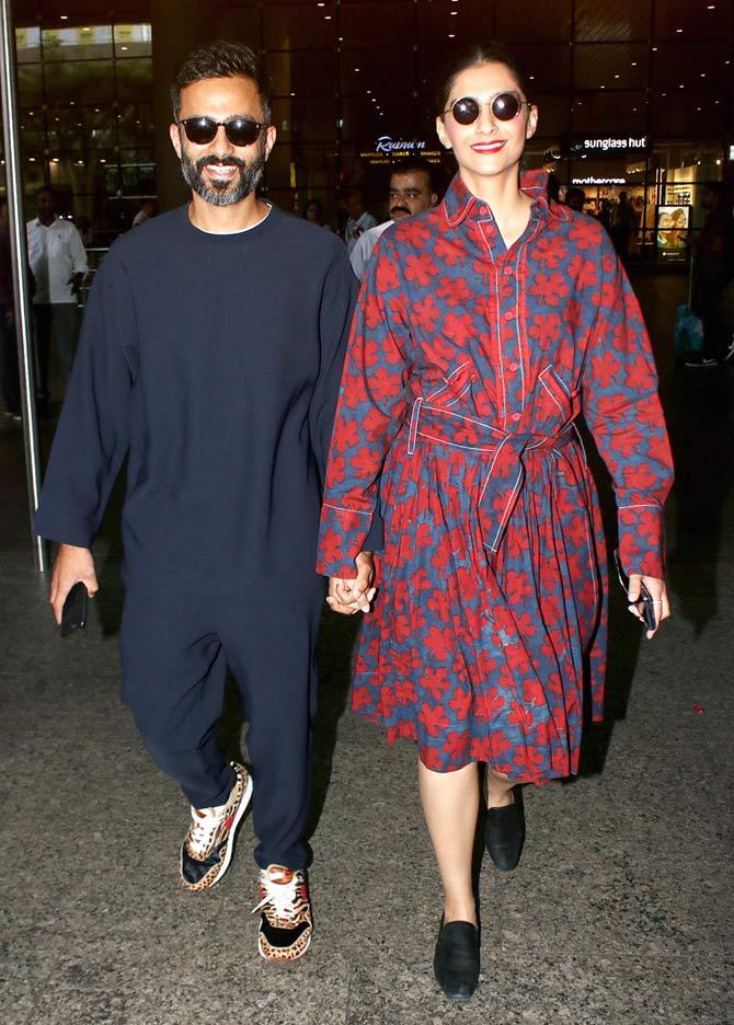 Sonam Kapoor Ahuja and husband Anand Ahuja were also spotted at the Mumbai airport. Sonam was last seen in The Zoya Factor which tanked at the box office.