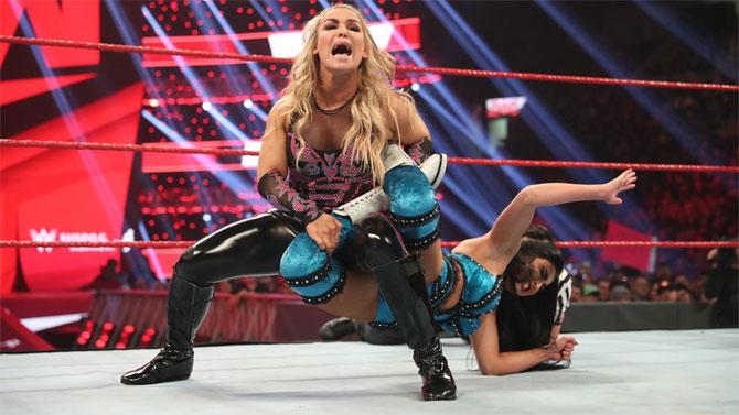 Charlotte and Natalya joined forces in a tag team match against the Iiconics which they won after Natalya hit the Sharpshooter