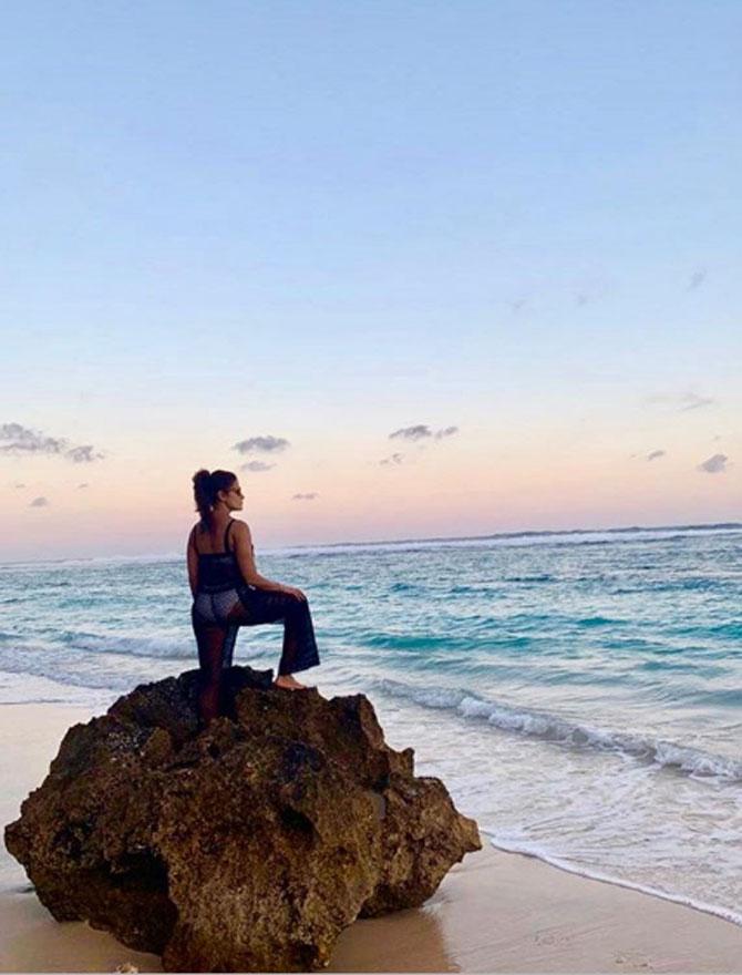 Yet against, she poses at a picturesque location, as she looks forward to starting a fitness retreat!