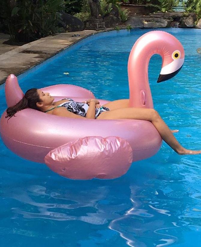 As much as a fitness enthusiast, Yasmin is also a travel enthusiast and her Instagram is proof. She often shares photos from her travel destinations. Here, she is seen chilling in a swimming pool in Bali.