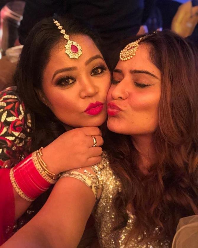In fact, Arti Singh was the first captain of the Bigg Boss 13 house. During the finale episode, Bigg Boss displayed the video messages of the contestants' family members. Seeing her mother's message, Arti got emotional and broke down. Her mother even entered the house to bring her out.
In picture: Arti and Bharti pout it out for the camera! Arti Singh has quite a few close friends, and TV star-comedian Bharti Singh is one of them.
