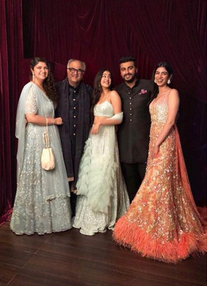 Sridevi's elder daughter Janhvi followed her mother's footsteps by venturing into Bollywood last year. Post her debut film Dhadak, she is working on the Gunjan Saxena biopic and Roohi Afza. Also seen in this picture is Arjun Kapoor, Janhvi's stepbrother.