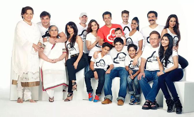 The story of the Khans will remain incomplete without the mention of the 'Khan-daan'. In this picture, we can see Salman Khan surrounded by brothers Sohail and Arbaaz, sisters Alvira and Arpita, brothers-in-law Atul Agnihotri and Aayush Sharma, sisters-in-law Seema Khan and Malaika Arora (who has now separated from Arbaaz), nieces and nephews, and parents. (All Pictures: Instagram/Twitter accounts of celebrities, mid-day archives and Yogen Shah)