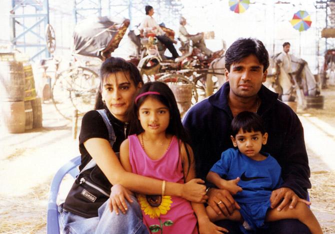 A throwback picture of Suniel Shetty, his wife Mana Shetty and kids Athiya Shetty and Ahan Shetty. While Athiya debuted in 2015, Ahan will make a debut next year with the Hindi remake of RX 100.