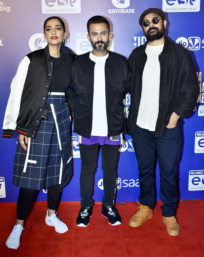 The NBA India Games 2019 will reach fans in more than 200 countries via television, digital and social media
In picture: Sonam Kapoor Ahuja, Anand Ahuja and Karan Boolani